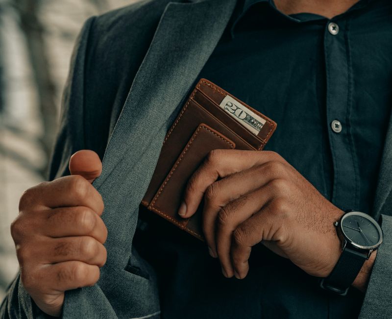 man holding wallet